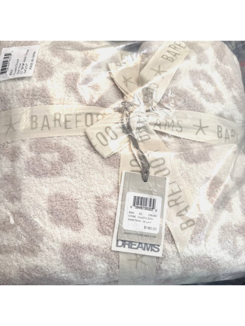 New Barefoot Dreams CozyChic Barefoot in the Wild Throw Cream Stone 54x72